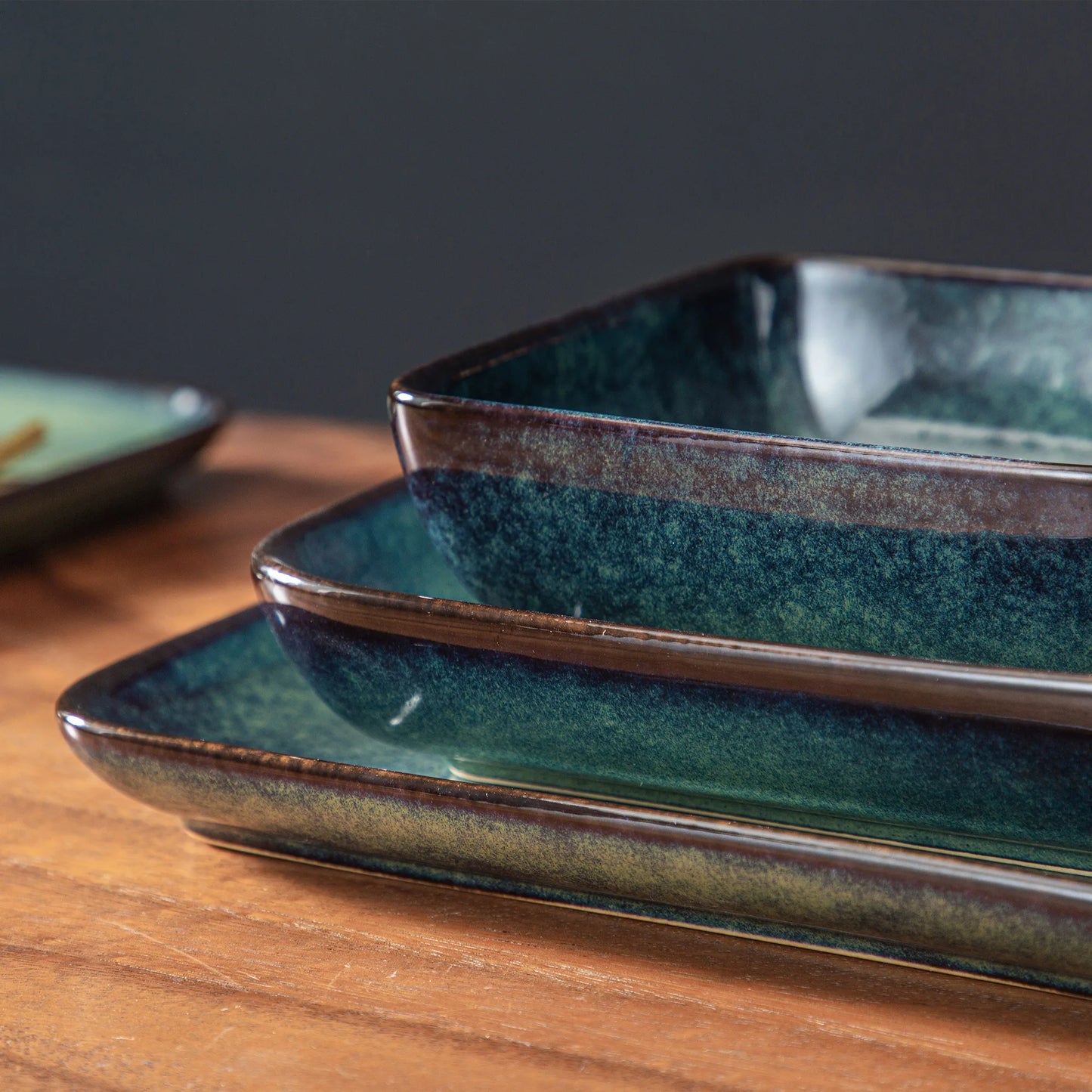 Dinner Set Square Kiln Glaze 16 Piece