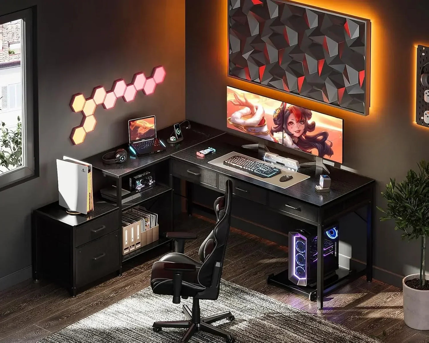 61" Reversible L Shaped Computer Desk