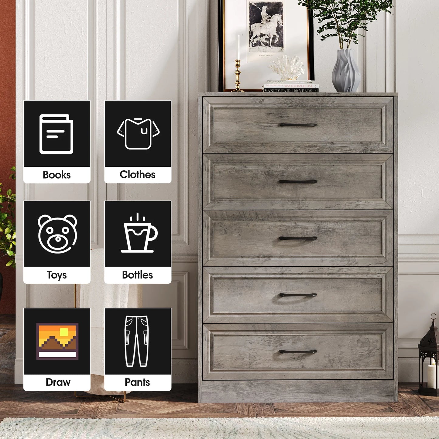 47'' Tall 5 Drawer Dresser