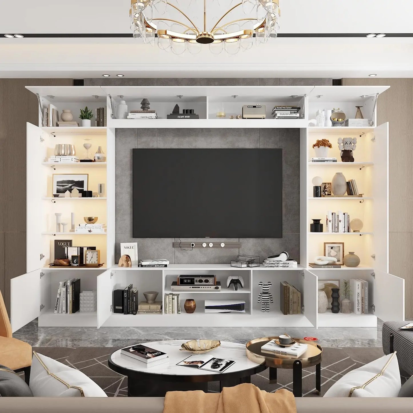114" Entertainment Center with Bookshelves