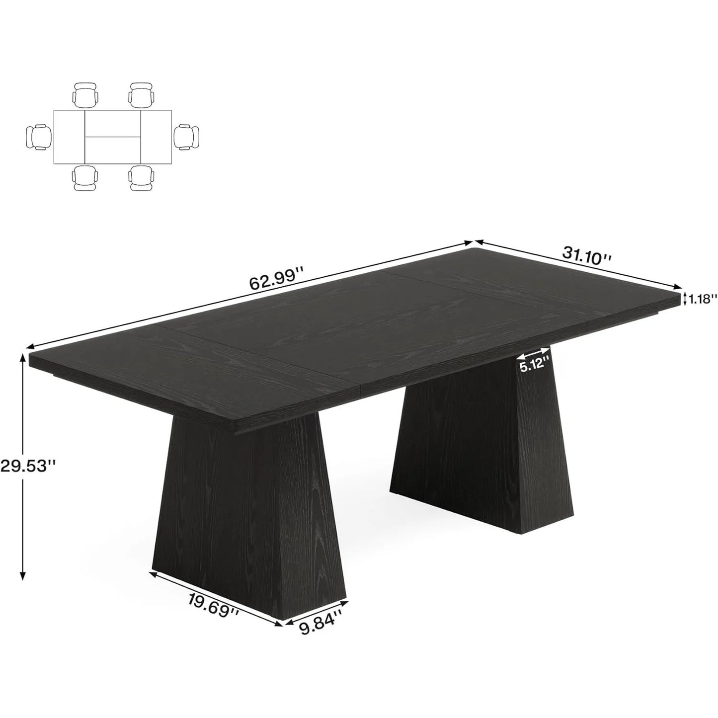 Black Dining Table for 4-6