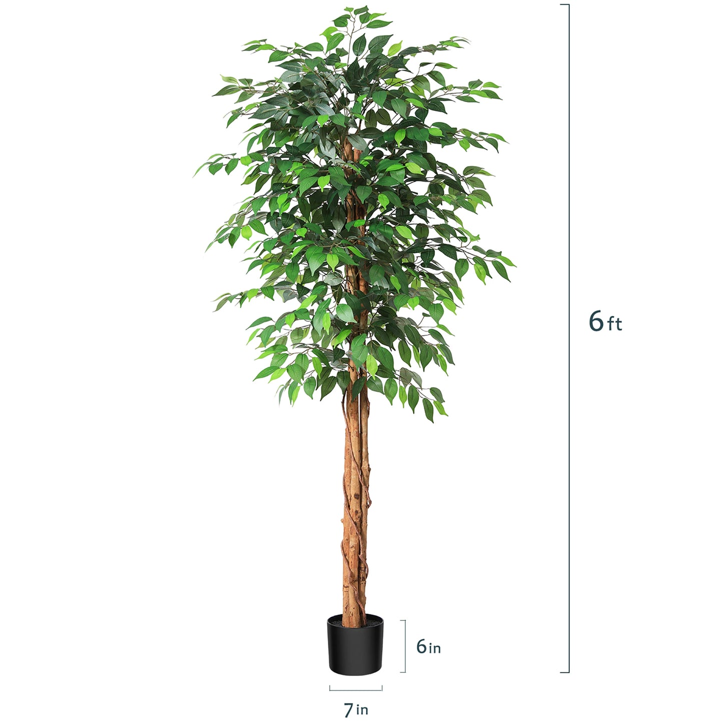 Artificial Ficus Tree with Natural Curved Trunk in Pot