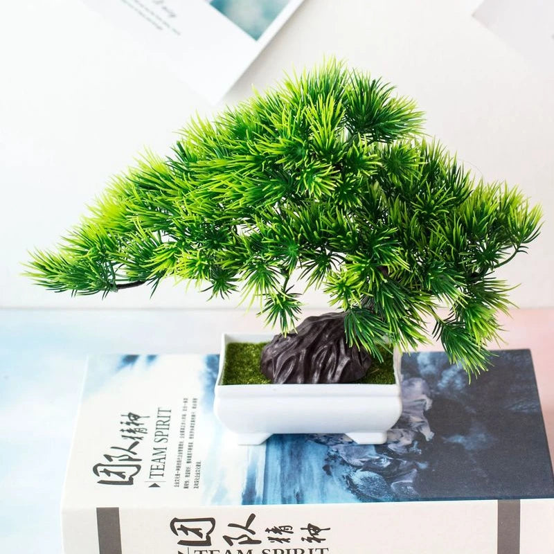 Artificial Potted Bonsai Green Small Tree Plants