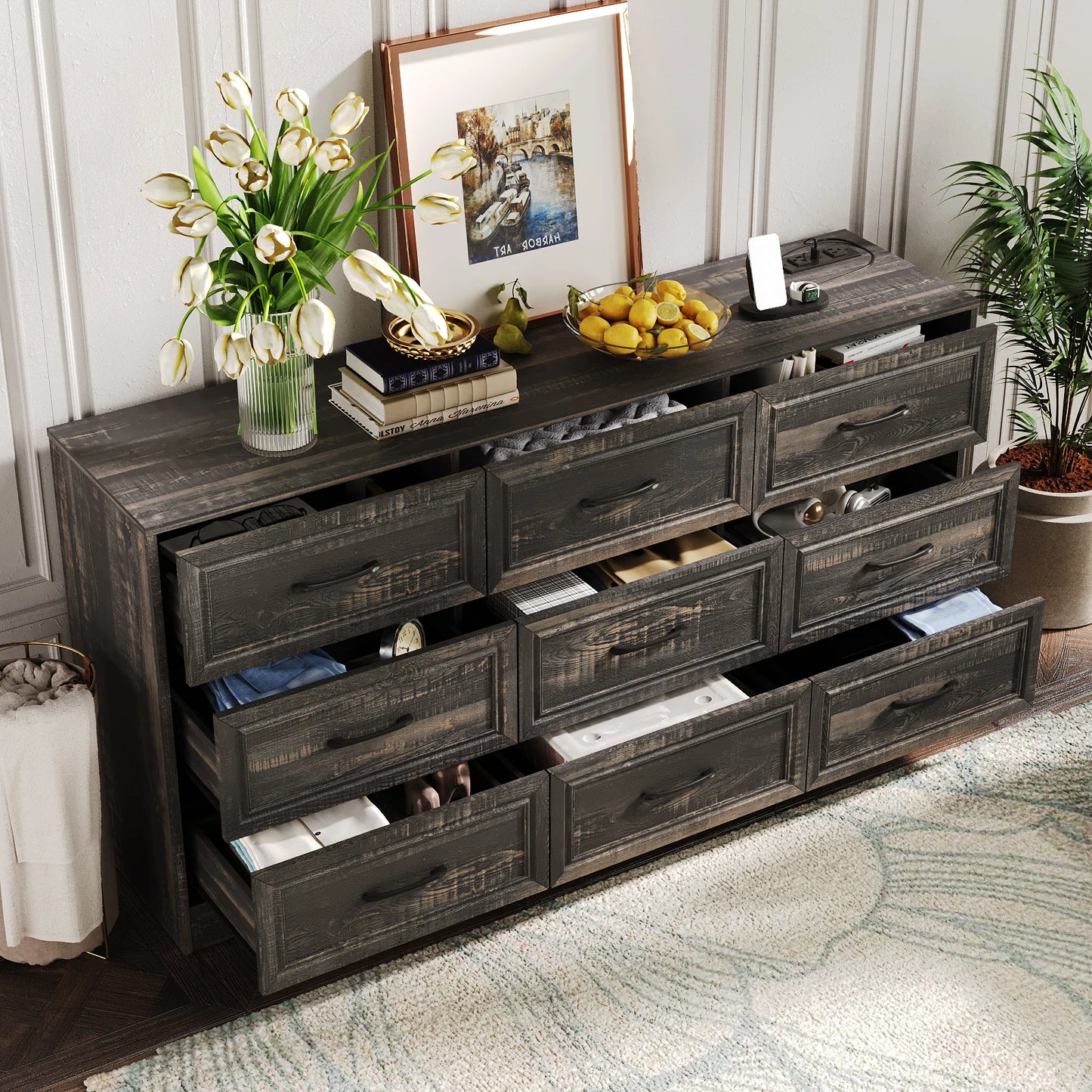 9 Drawer Dresser with Power Outlet