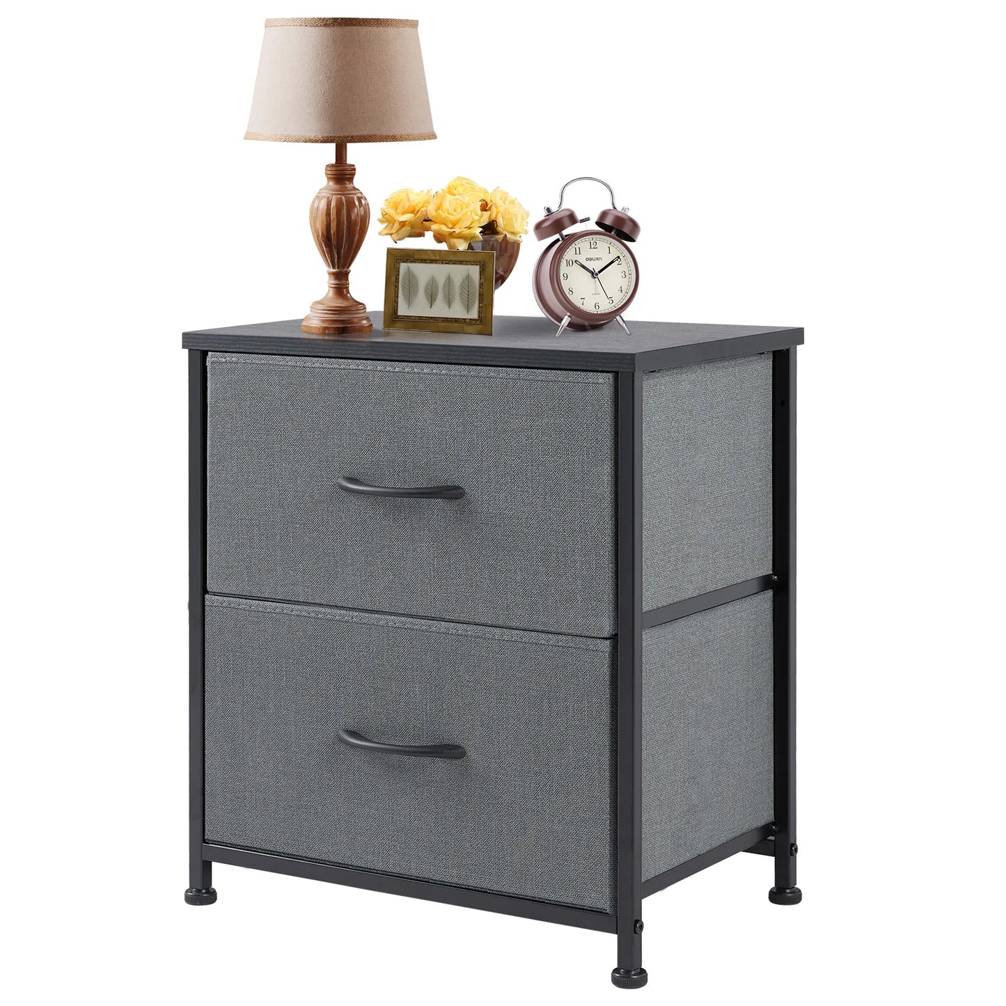 Nightstand Storage Chest w/2 Fabric Drawers