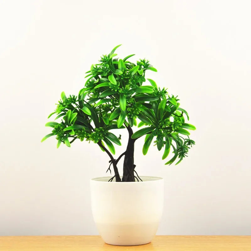 Artificial Potted Bonsai Green Small Tree Plants