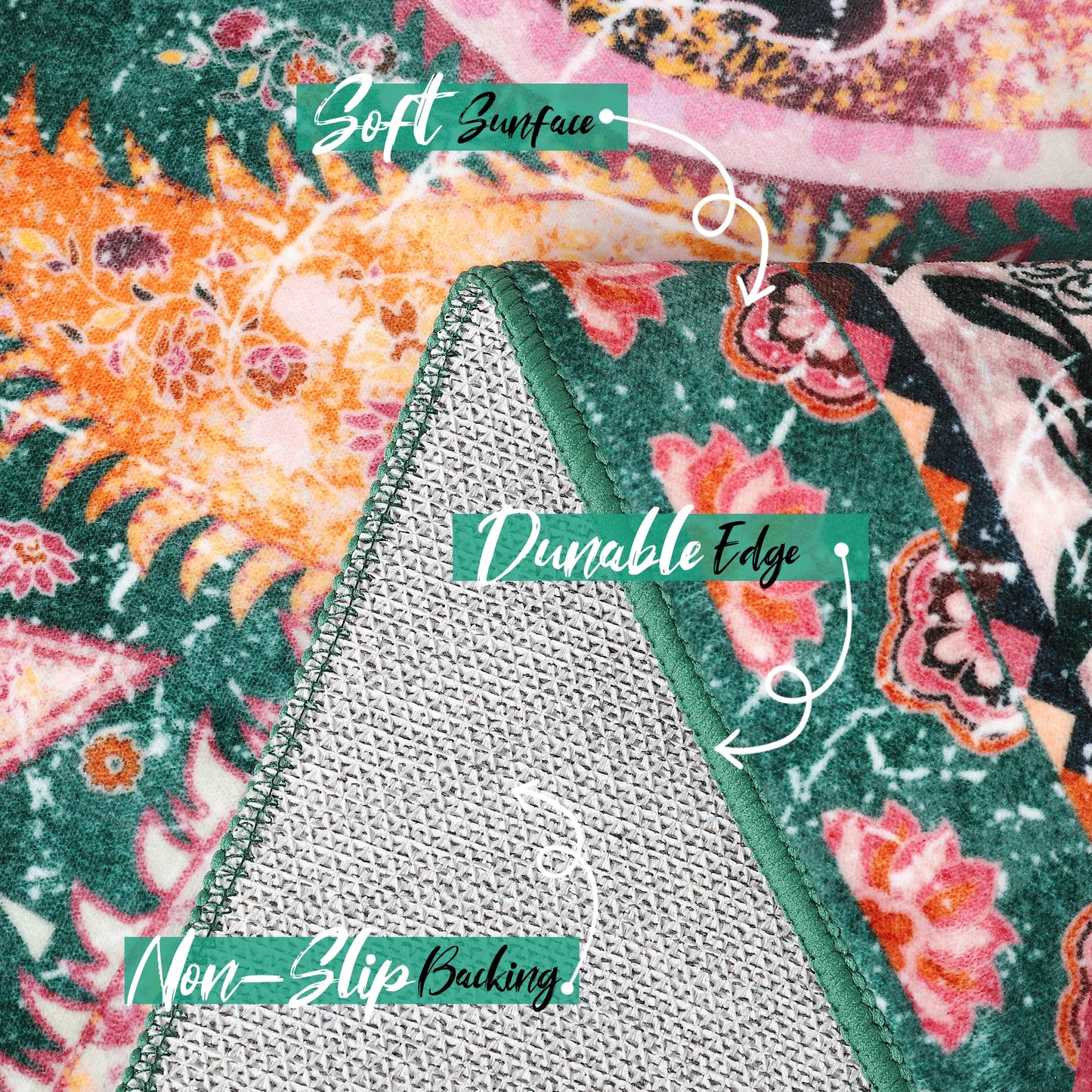 Vintage Floral Area Rug Fluffy