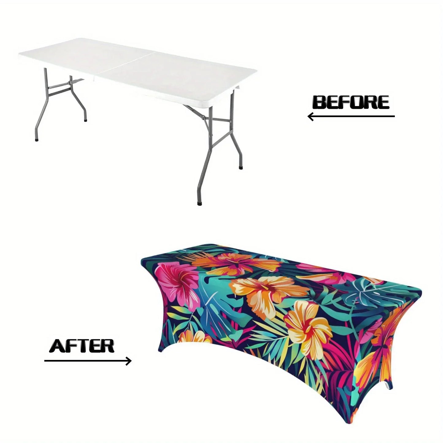 2PCS Vibrant Tropical Print Stretchable Tablecloth