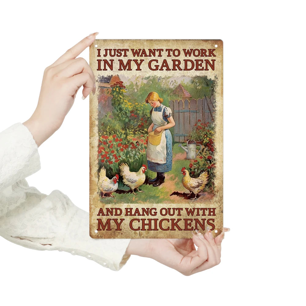Chicken Metal Sign 7.8 X 11.8