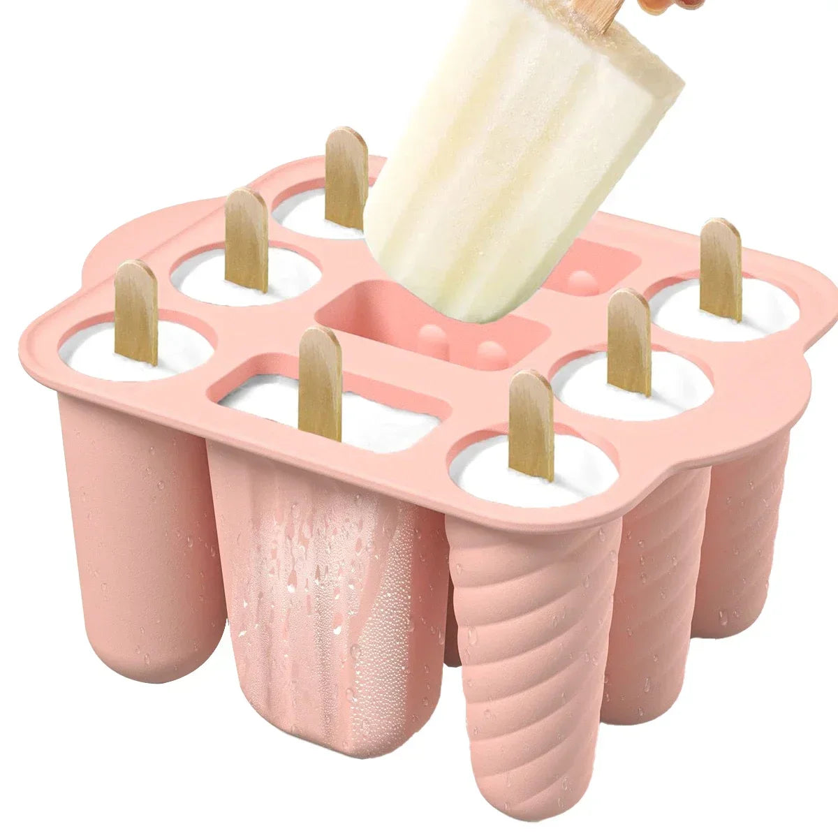 Silicone Popsicle Ice Cream Mold With Wooden Sticks