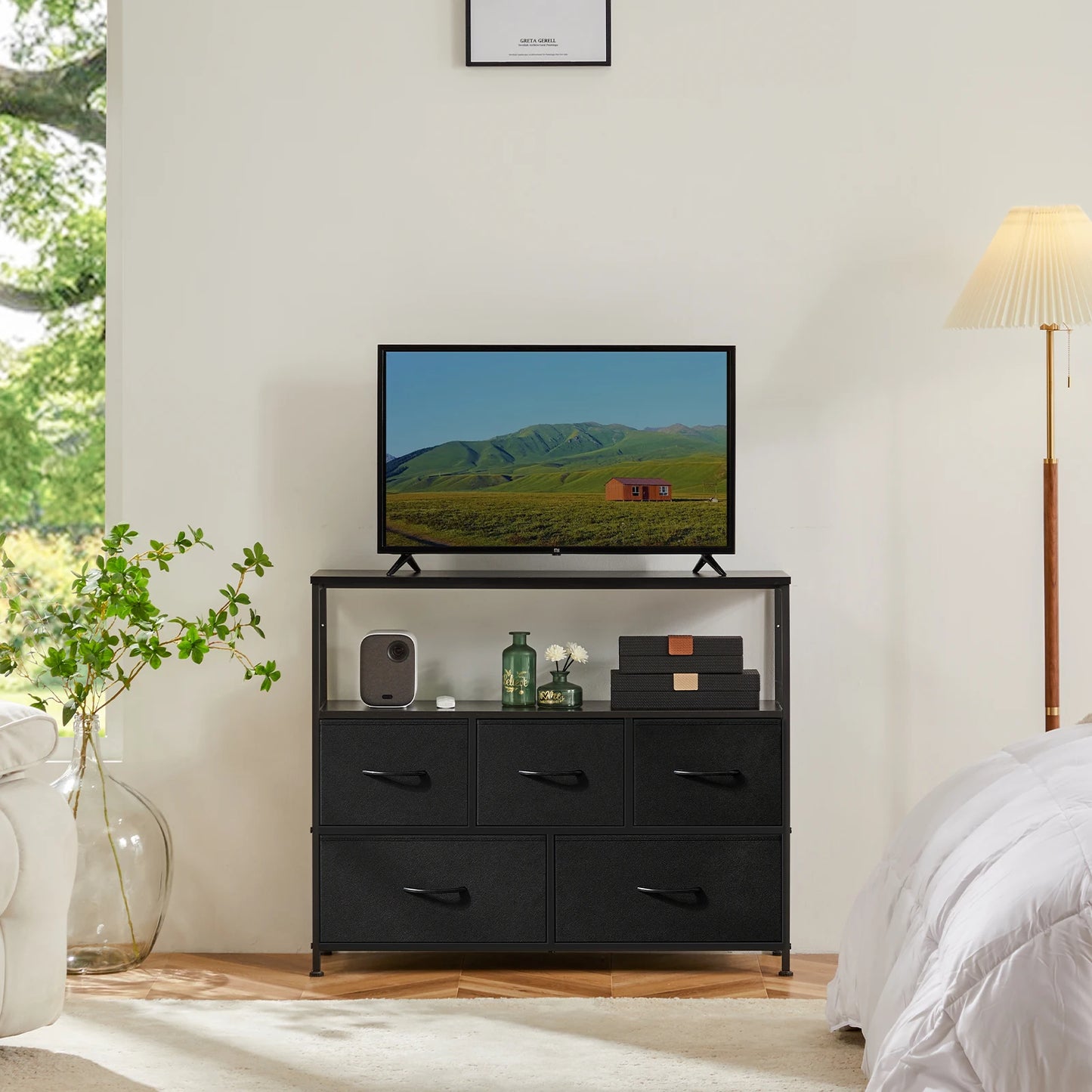 Cabinet Dresser With 5 Fabric Drawers