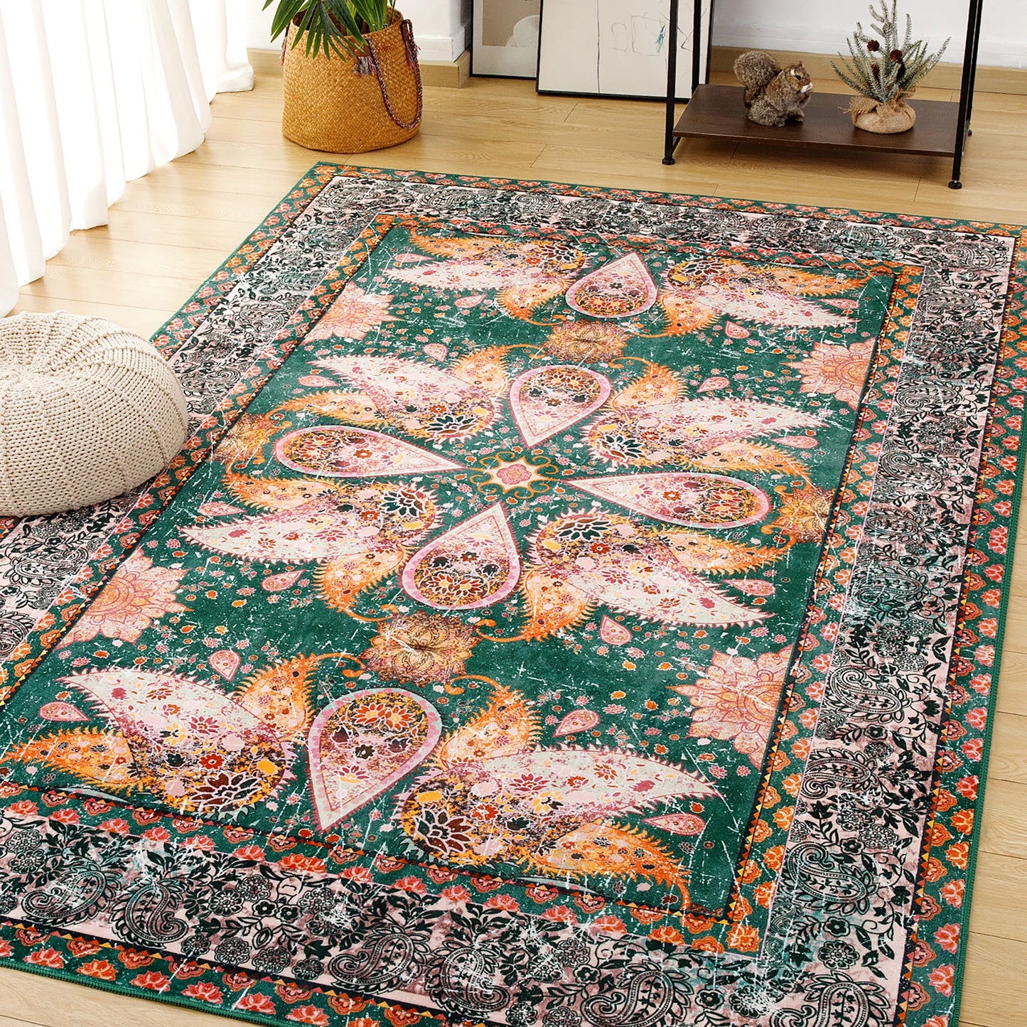 Vintage Floral Area Rug Fluffy