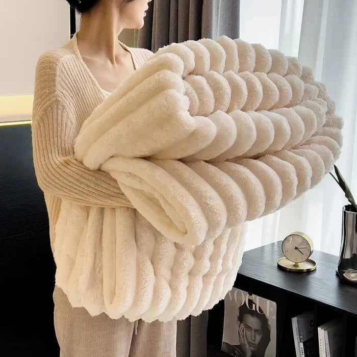 Blanket Solid Color Thickened Wide Striped