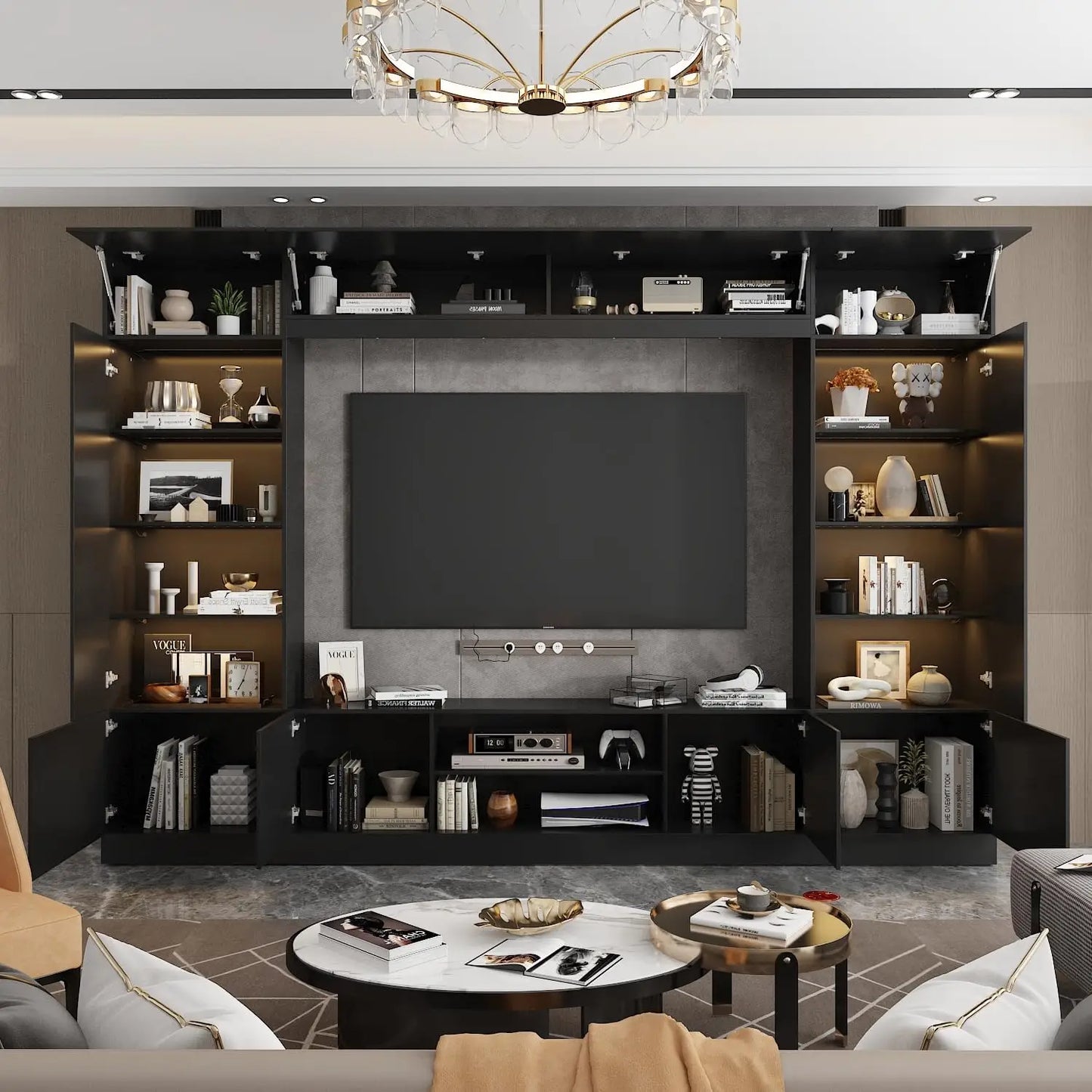 114" Entertainment Center with Bookshelves