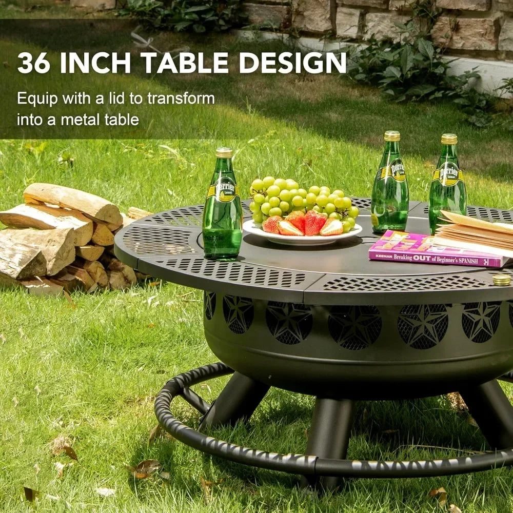 36 Inch Fire Pit with Cooking Gril