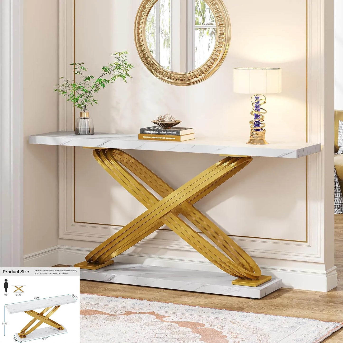 59 inch Gold Entryway Table