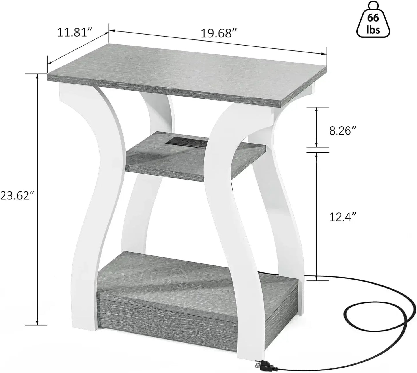 Side Table Set of 2 with Charging Station