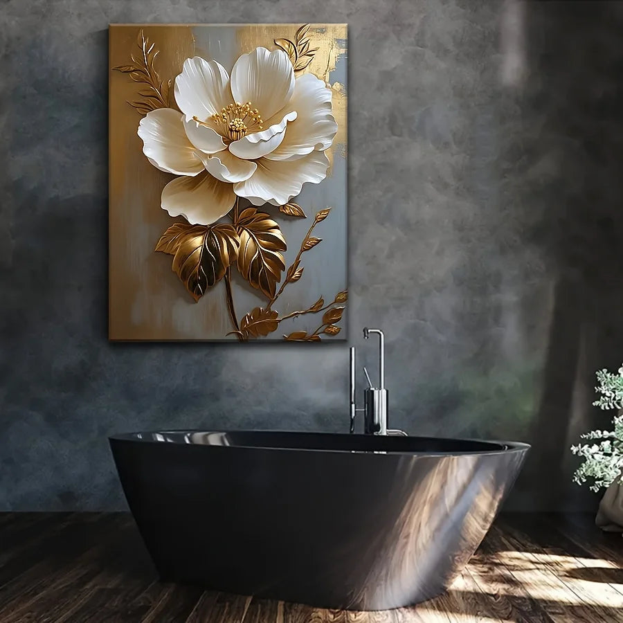 White Floral Canvas Wall Decor