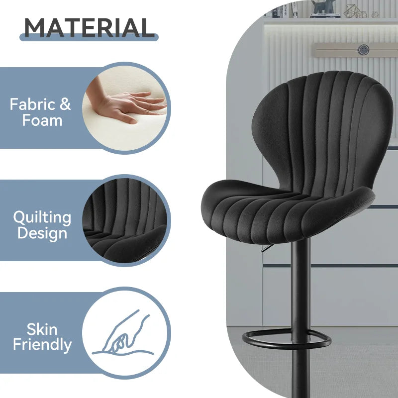 2 Pc Backrest Bar Stool Adjustable Height Rotating