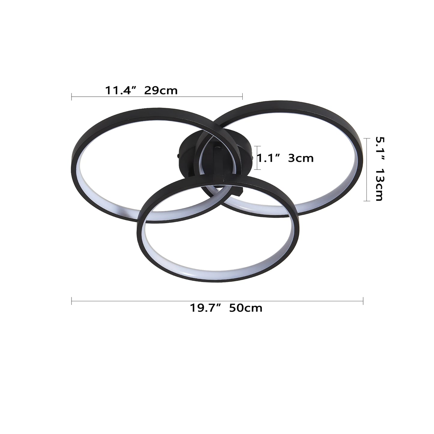 LED Ceiling Light 3-Ring Flush Mount Fixture
