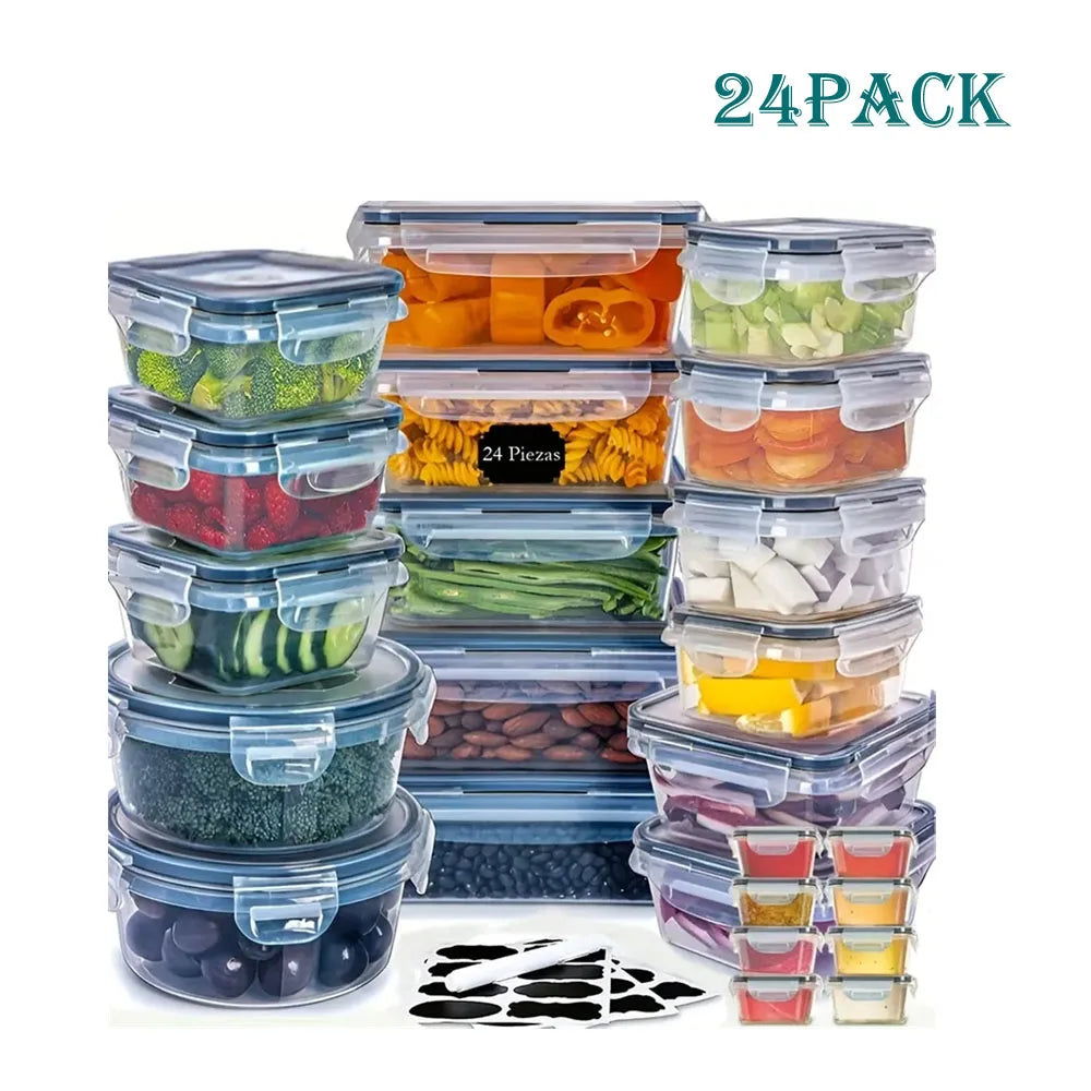 Storage Container Set -  Reusable Plastic Bins with Flip Lids