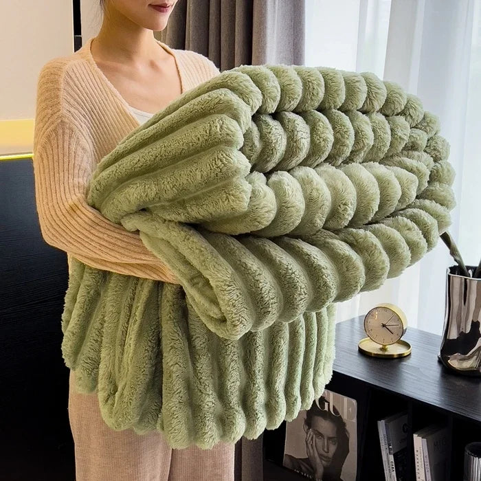 Blanket Solid Color Thickened Wide Striped