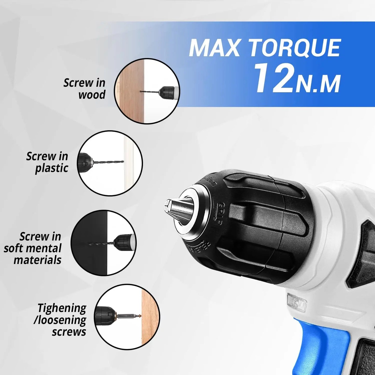 Drill Set with 8V Blue Cordless Drill