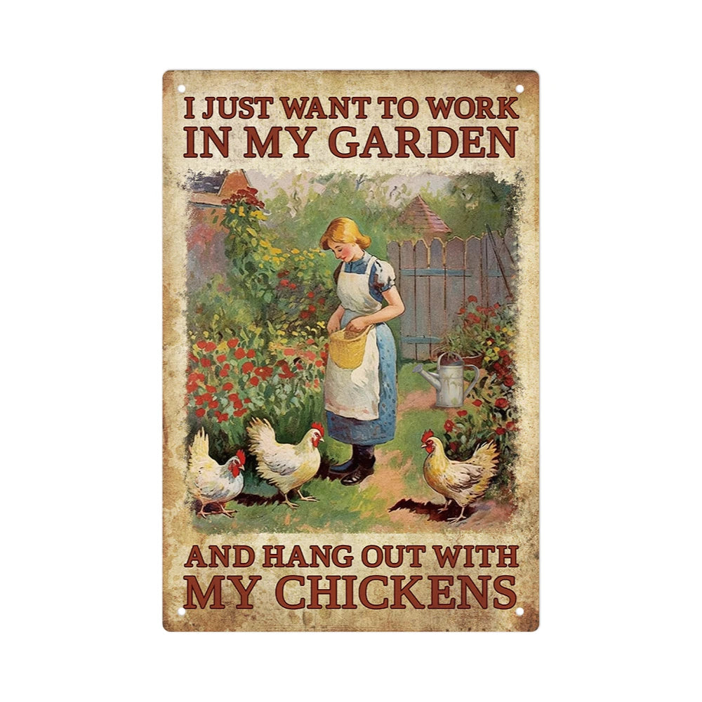 Chicken Metal Sign 7.8 X 11.8