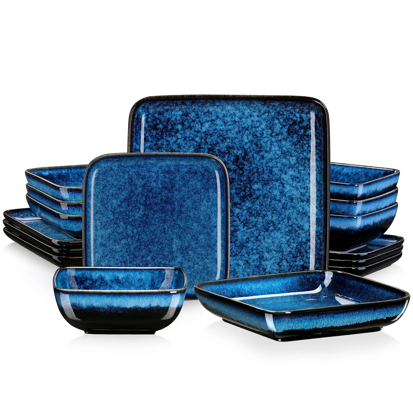 Dinner Set Square Kiln Glaze 16 Piece