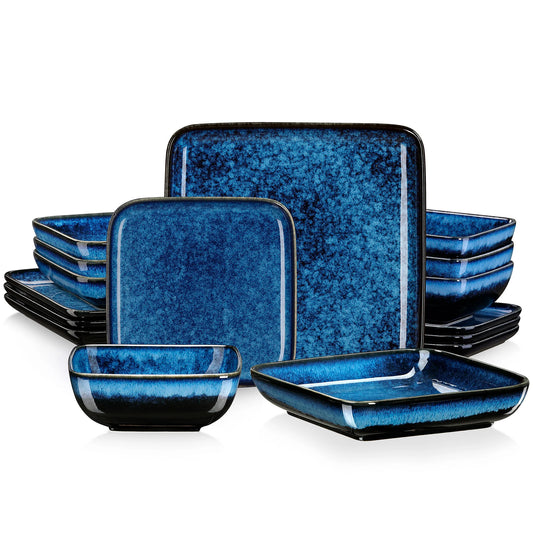 Dinner Set Square Kiln Glaze 16 Piece