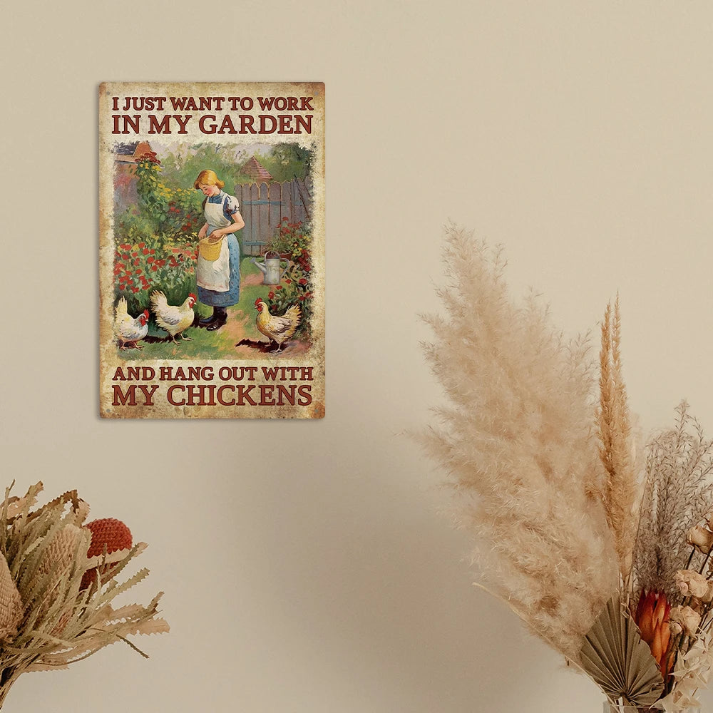 Chicken Metal Sign 7.8 X 11.8