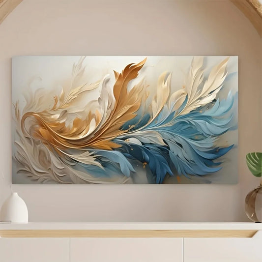 Abstract feather canvas art solid wood frame