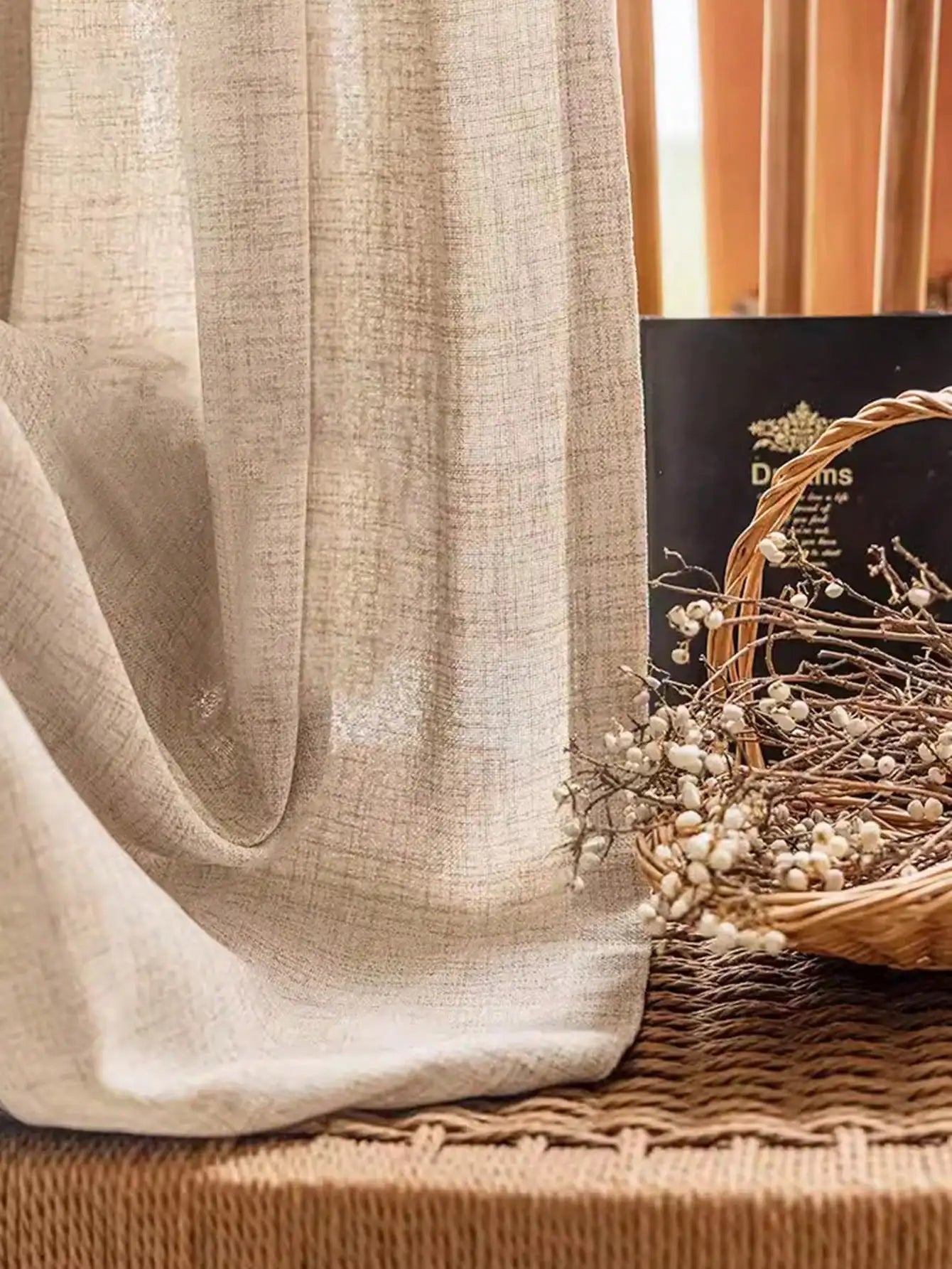 Linen texture window curtain