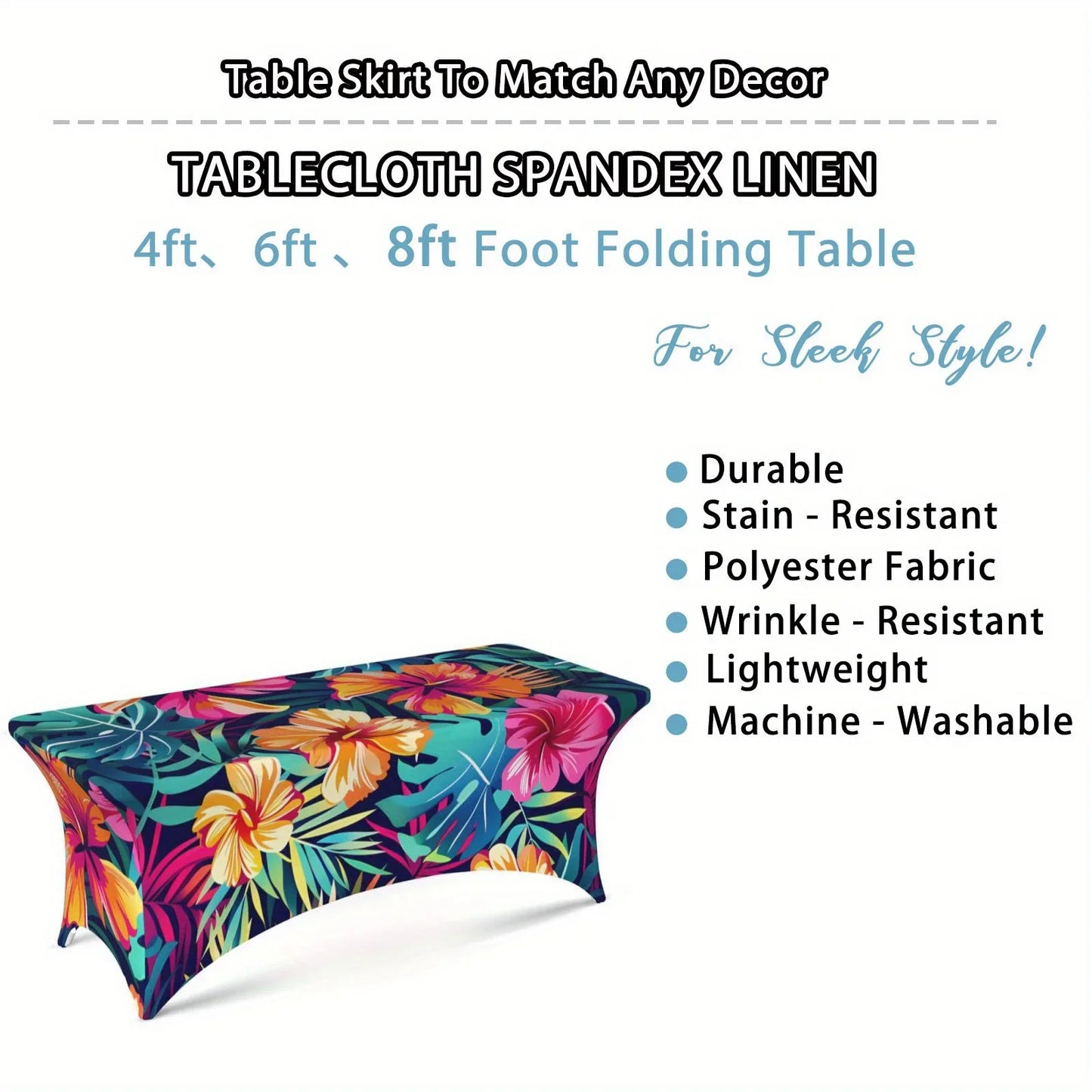 2PCS Vibrant Tropical Print Stretchable Tablecloth