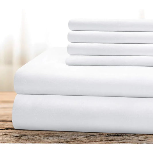 Bed Sheets Set 6 Piece(King, White)