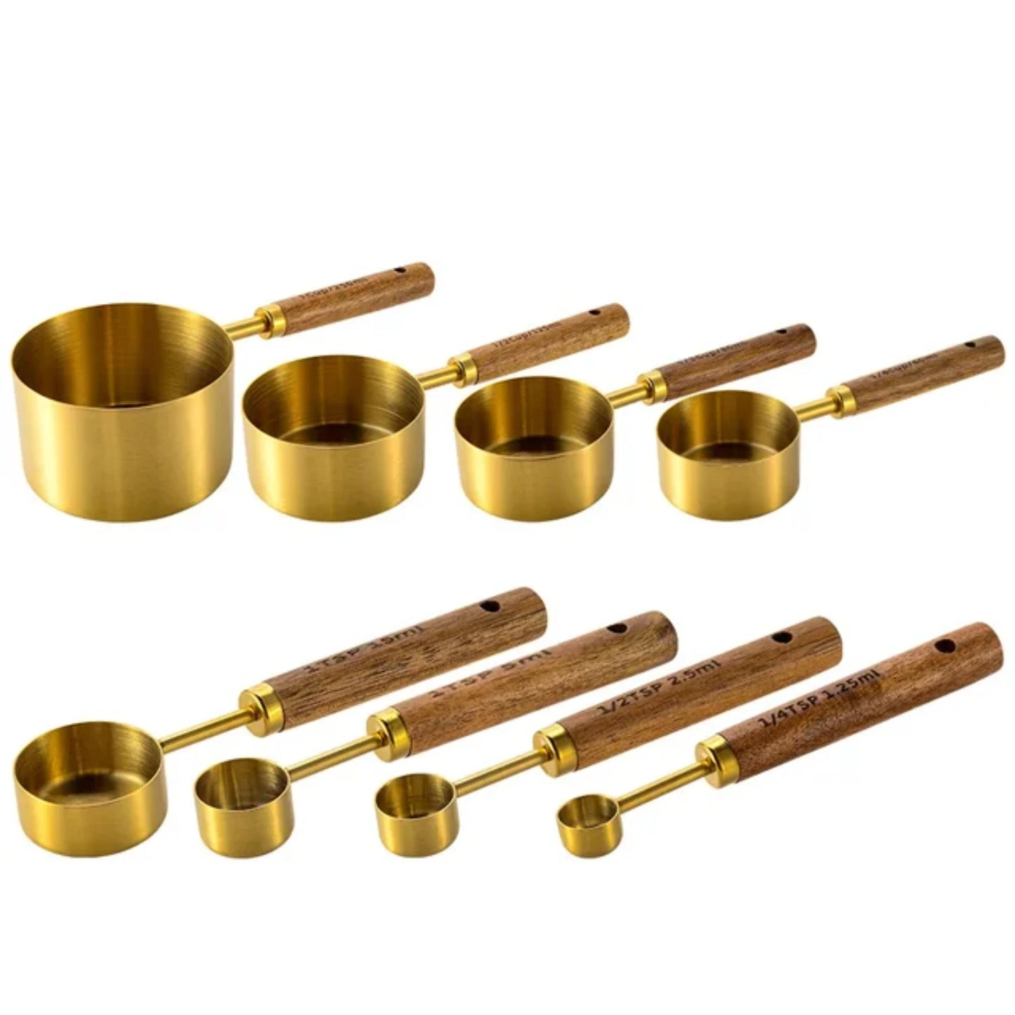 8Pcs Measuring Cup Spoon Set Wooden Handle