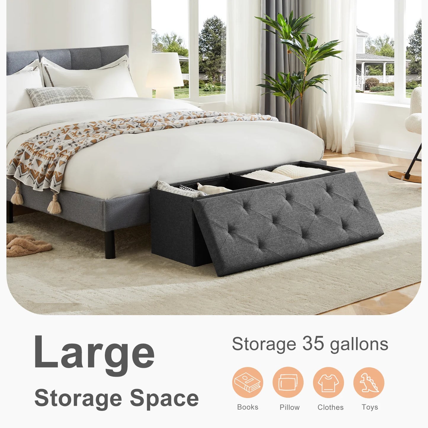 Hidden Storage Footstool Bench