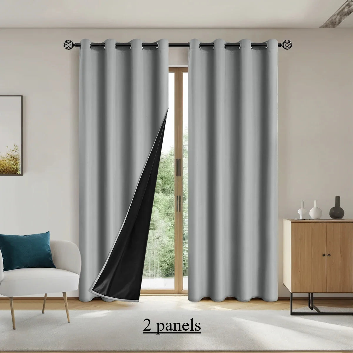 2pcs Solid 100% Blackout Curtains
