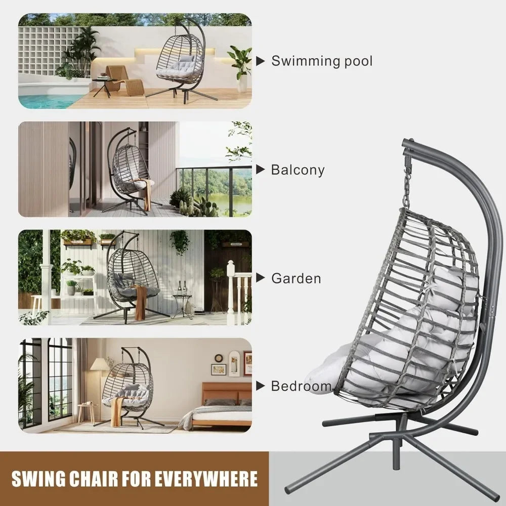 Double Hanging Egg Chair with Stand