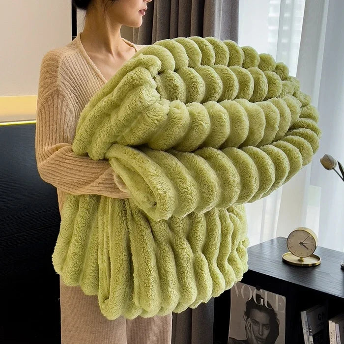 Blanket Solid Color Thickened Wide Striped