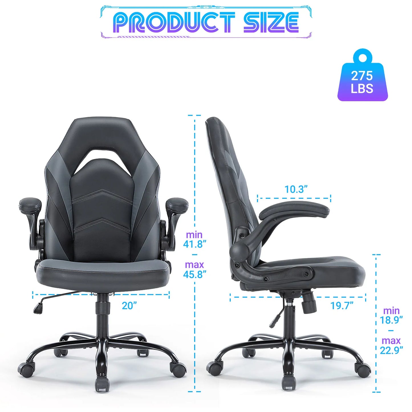 Desk Chair, Adjustable, Flip-up Armrest