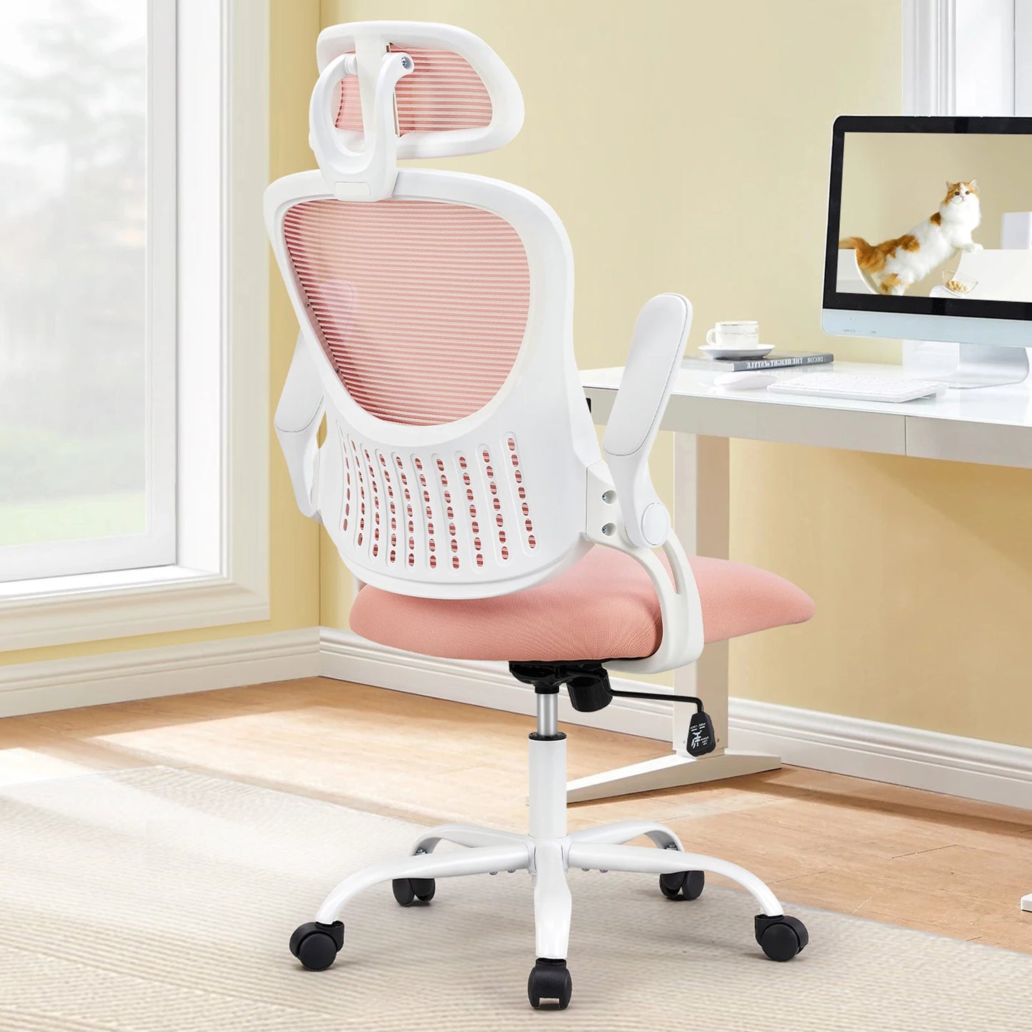 Desk Chair Flip-up Arms Adjustable Headrests Comfortable Lumbar Support
