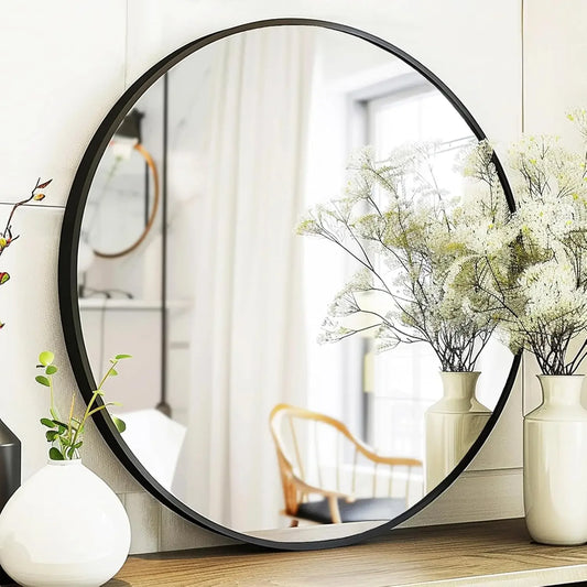 Black Round Mirror 24 inch