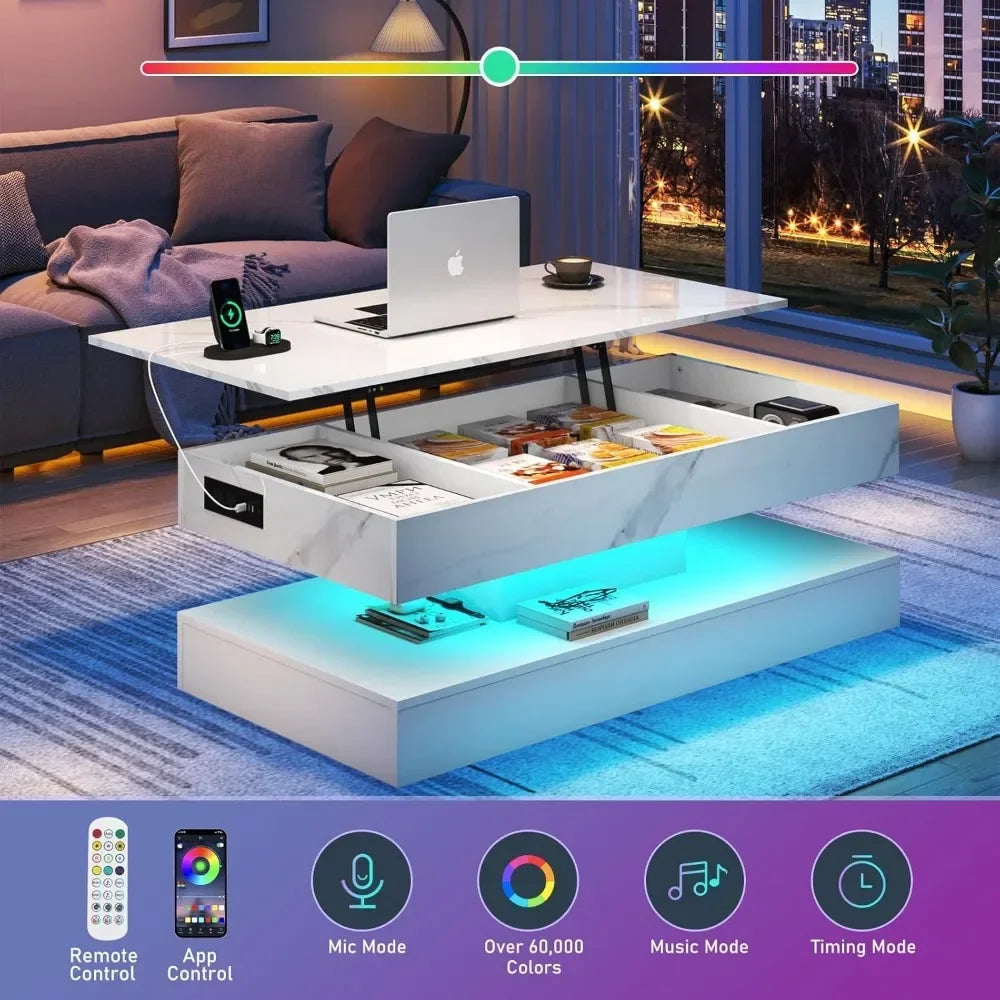 47.2" Lift Top Coffee Table with Charging Station