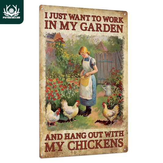 Chicken Metal Sign 7.8 X 11.8