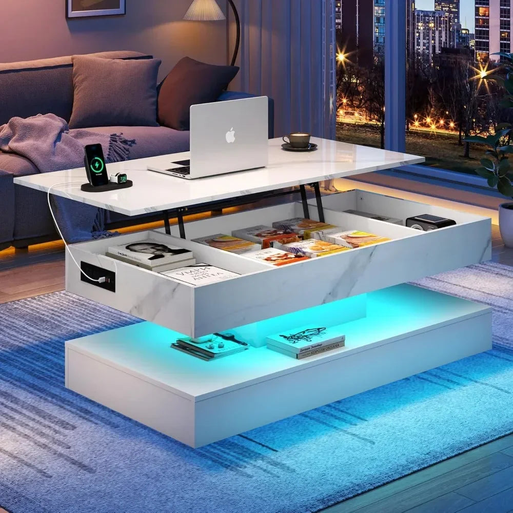47.2" Lift Top Coffee Table with Charging Station