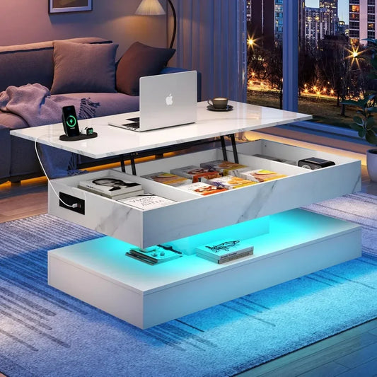 47.2" Lift Top Coffee Table with Charging Station