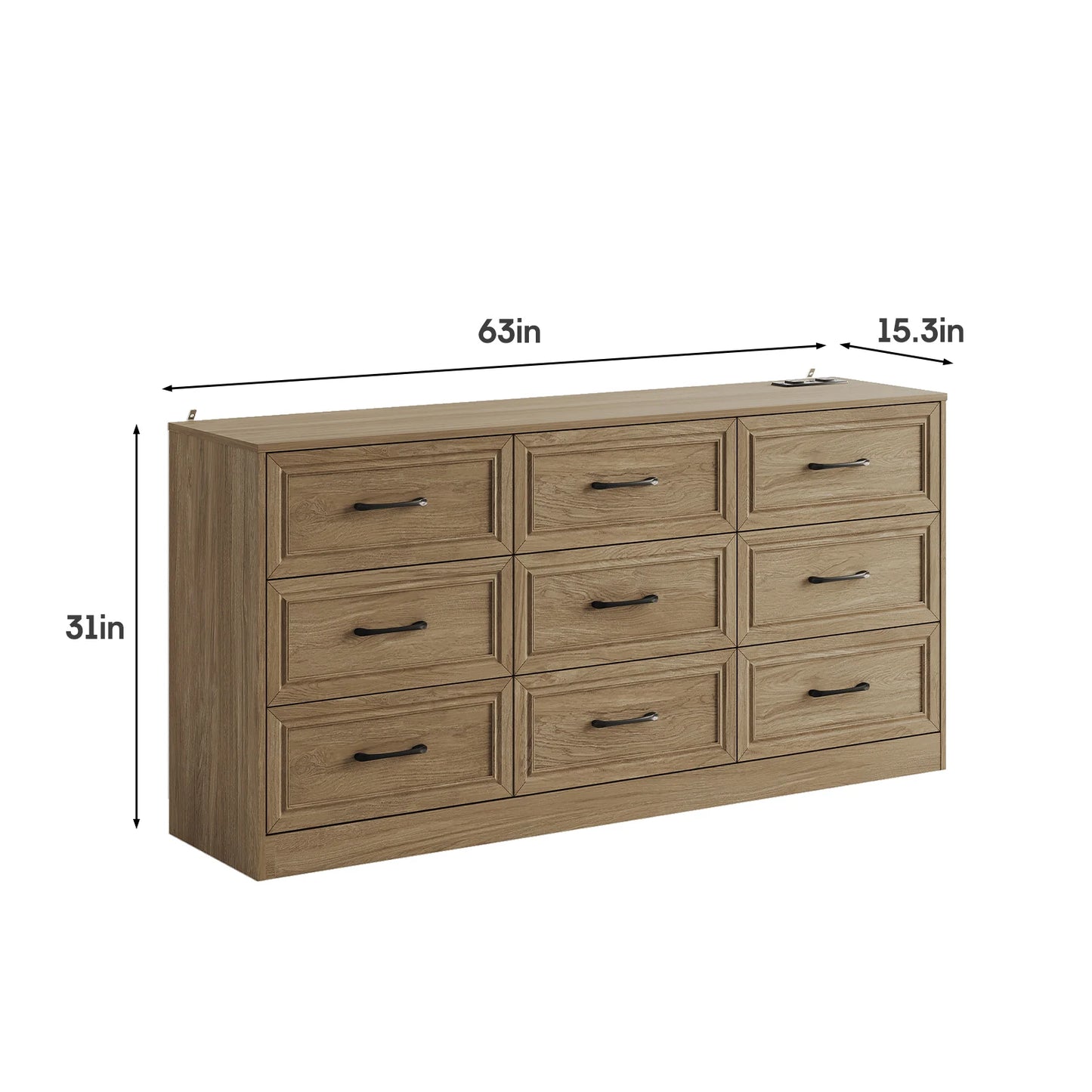 9 Drawer Dresser with Power Outlet