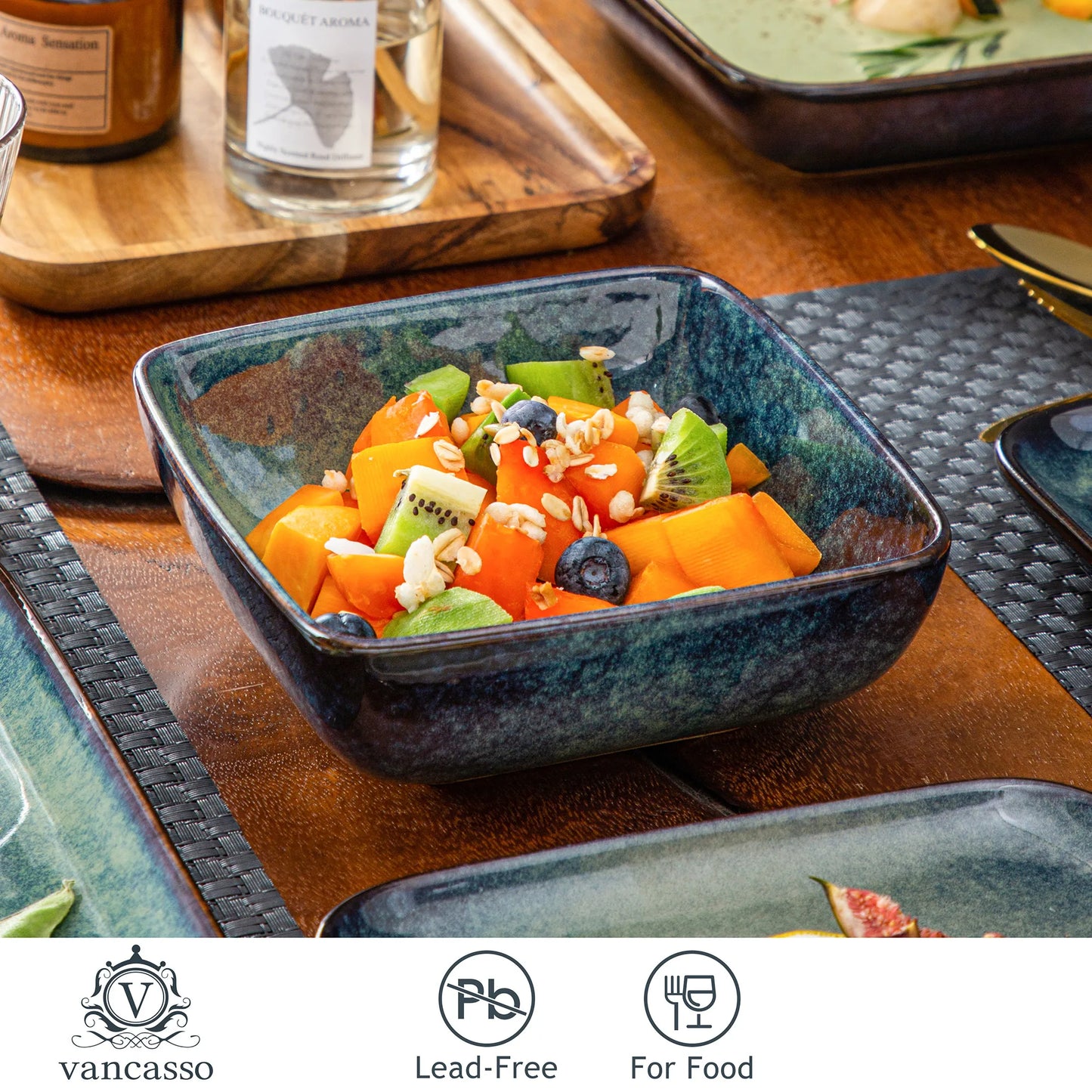 Dinner Set Square Kiln Glaze 16 Piece