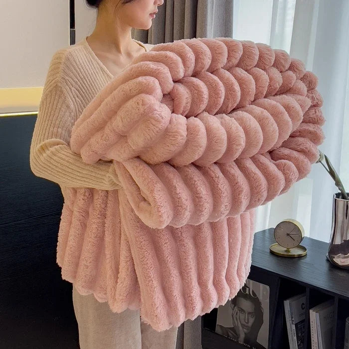 Blanket Solid Color Thickened Wide Striped